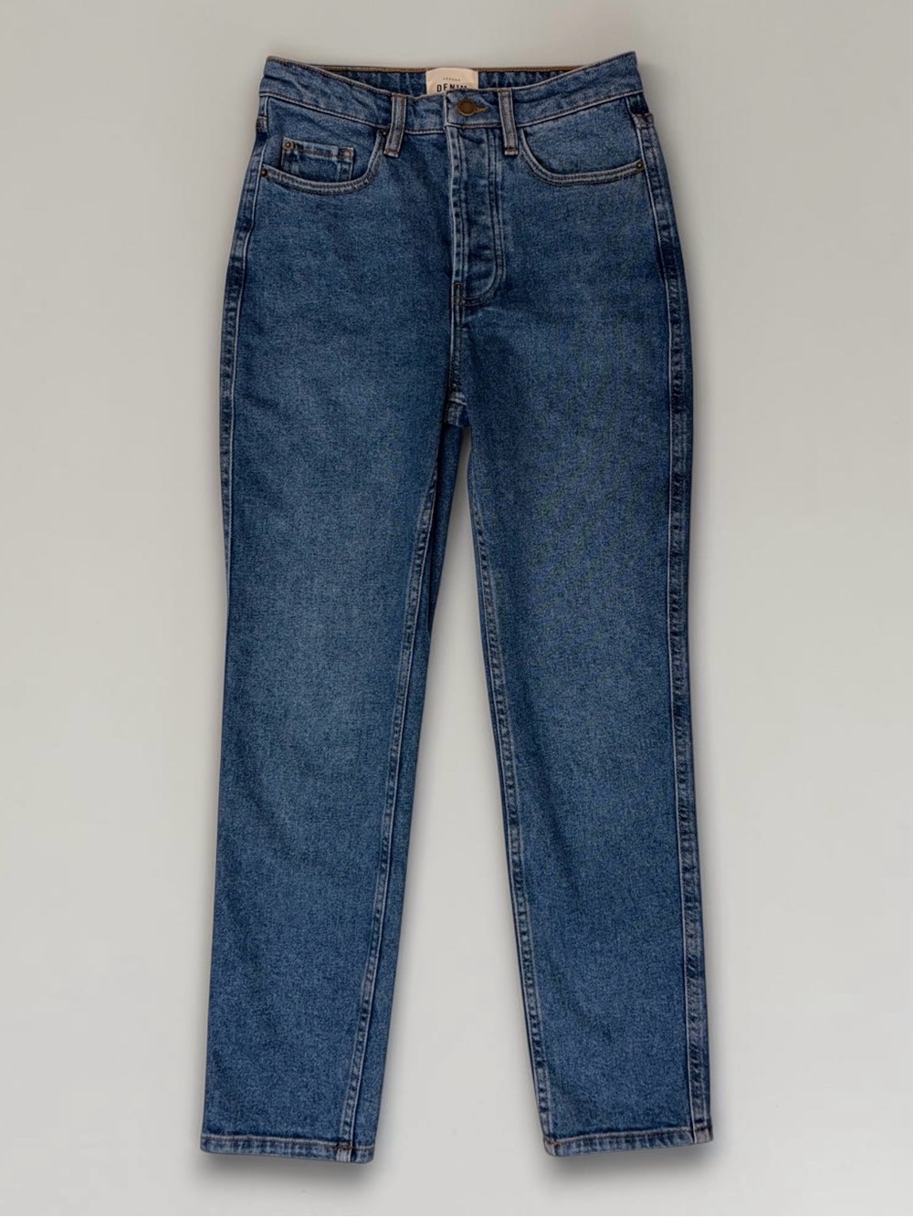 Sezane Brut Sexy Straight Leg High Waist Jeans Denim Blue
